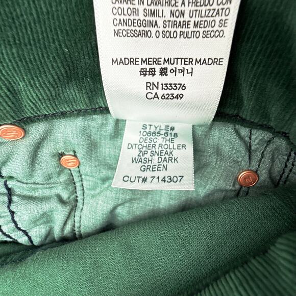 MOTHER The Ditcher Roller Zip Sneak Cord in Dark Green 24 - Picture 9 of 12